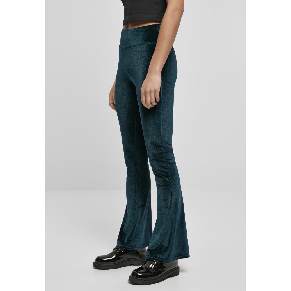 Urban Classics - High Waist Velvet Boot Cut Legging - Blauw